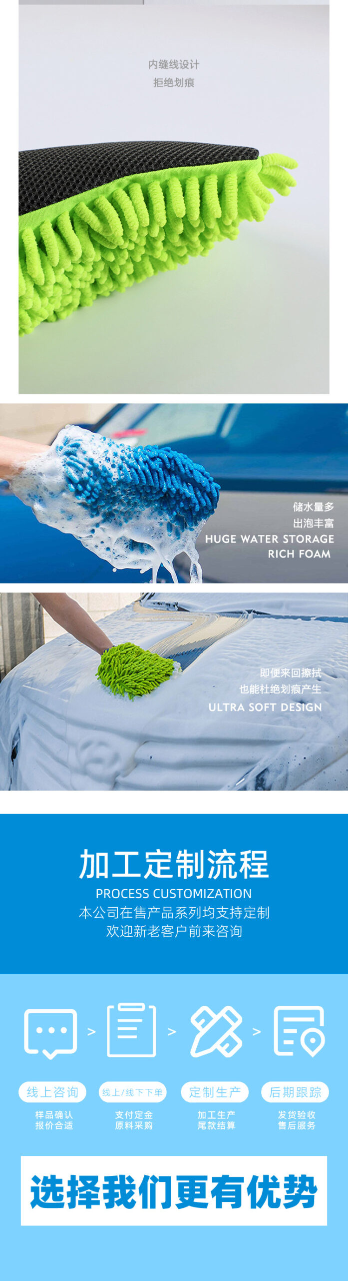 雪尼尔擦车手套